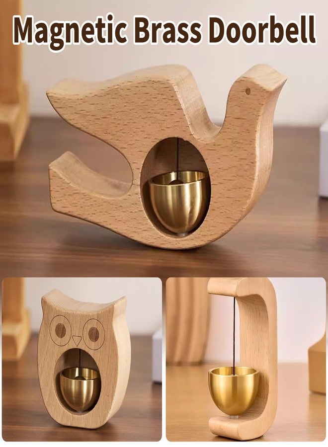 YOUNEEDFUL 2025 New Magnetic Doorbell, Vintage Wooden Wind Chime Doorbell with Brass Bell, Dopamine Decoration, Self-Adhesive Doorbell, Suitable for Business and Gift. (Owl) - Image 4